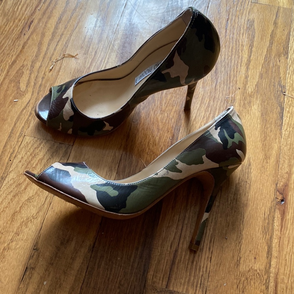 Peep Toe Camouflage Heels